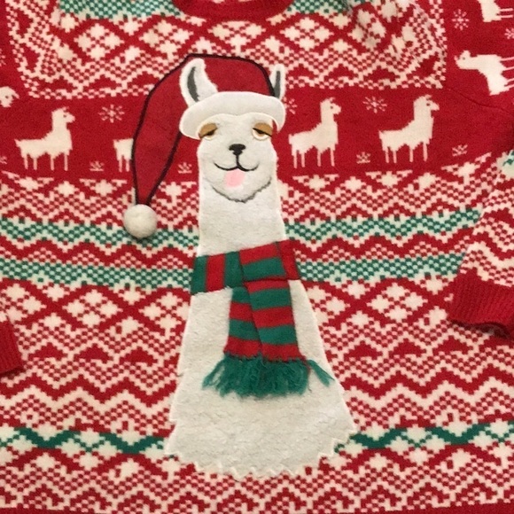 Jolly Sweaters Llama in Scarf and Santa Hat Ugly Christmas Sweater size XXL - Picture 4 of 17